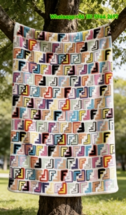 Fendi Colorful FF Monogram Flannel Sofa Throw Blanket Luxury Designer IMG_9368